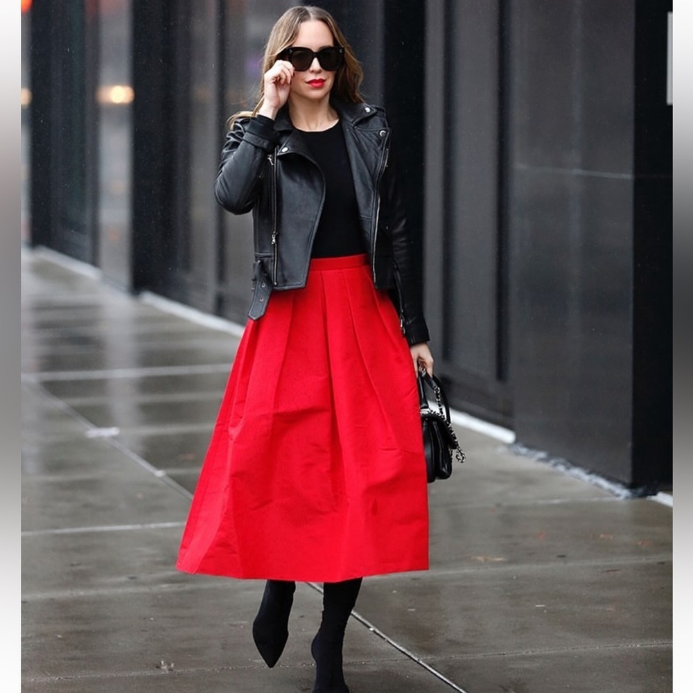 Zara ZW Collection Pleated Midi Skirt